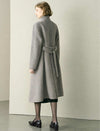 Wool-Blend Stand-Up Collar Belted Maxi Coat
