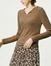 Wavy Placket Button Front Knit Cardigan