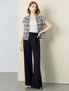 Graphic Print Tencel Linen Blend Zip Up Top