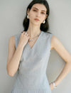 V-Neck Pleated Midi Dress