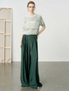 Textured High Waist Wide Leg Floor-Length Pants