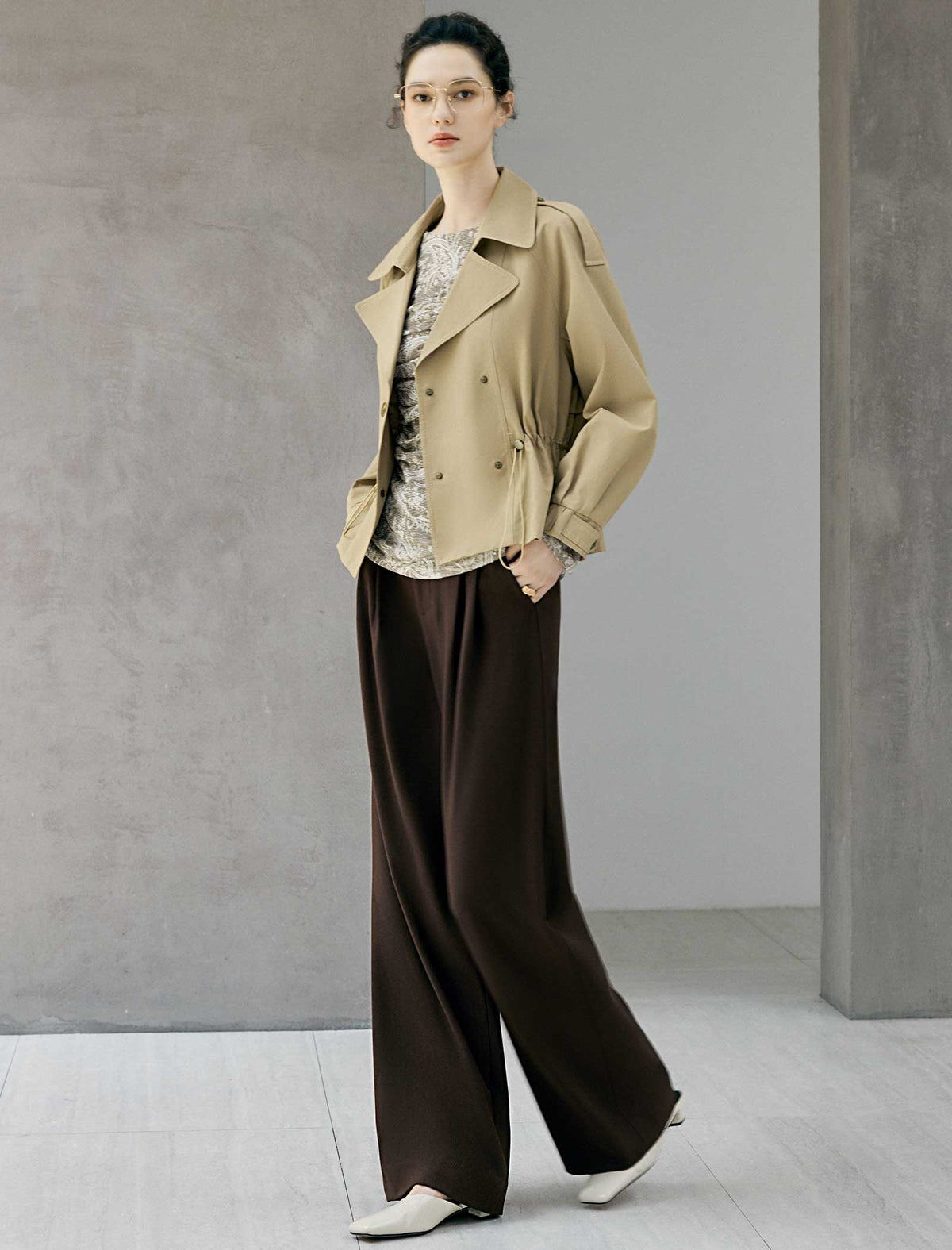 Collared Button Front Long Sleeve Jacket