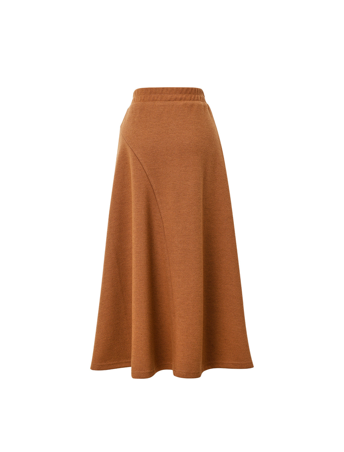 Wool Blend Elastic-Waist A-Line Midi Skirt