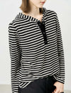 Stripe Long-Sleeve Hooded Henley Top