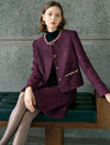 Burgundy Tweed Embellished Detail Jacket