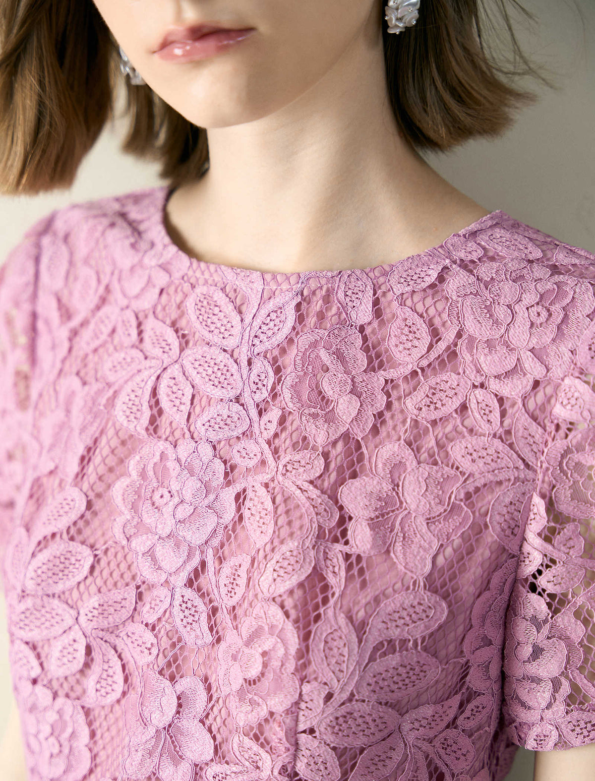 Lilac Floral Lace Midi Dress