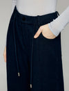 Wool Blend Drawstring Pleated Pocket Wide-Leg Pants