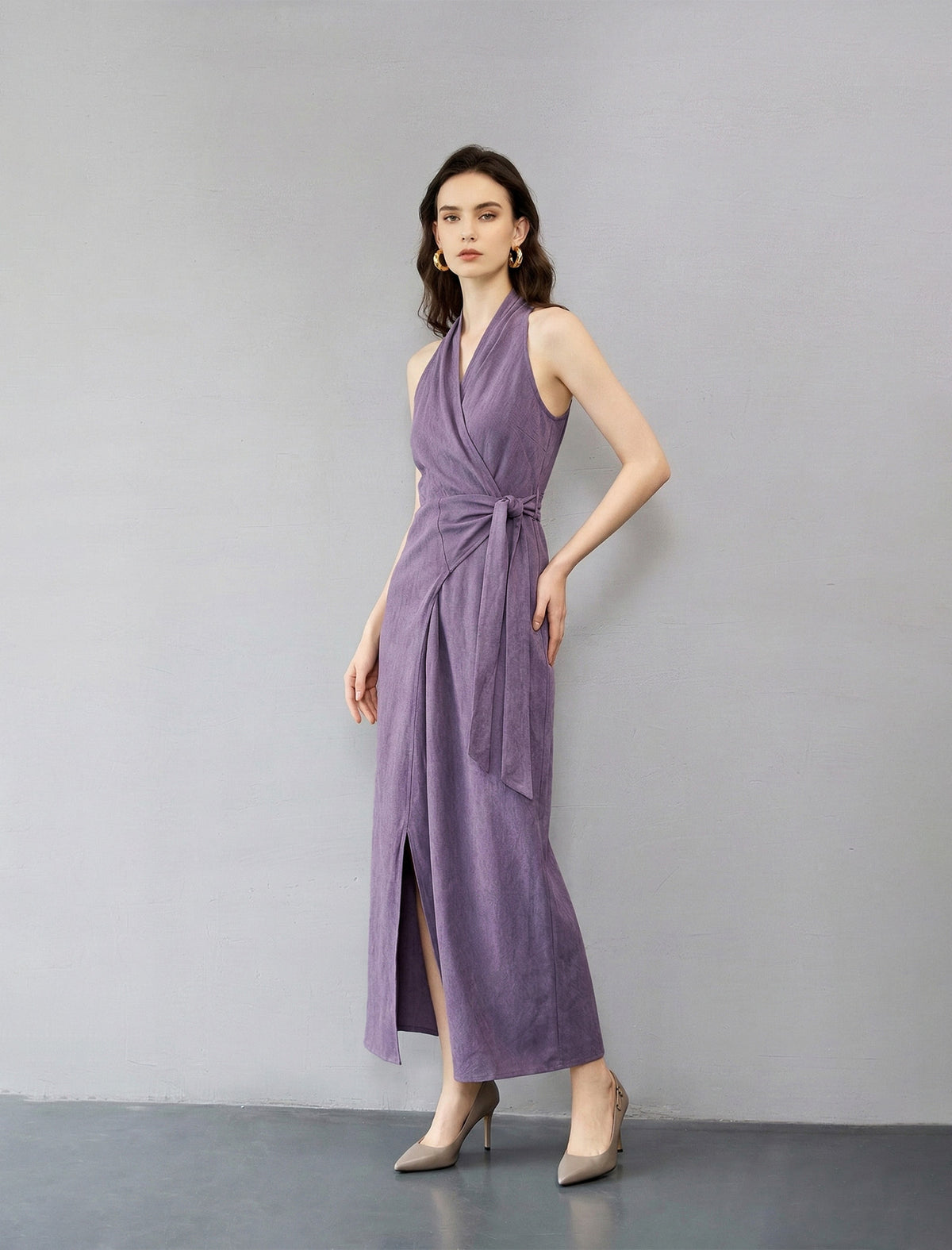 Flattering V-Neck Draped Maxi Dress