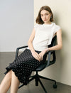 Polka Dot Ruffle Hem Midi Skirt