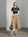 Crinkled Metallic Midi Skirt