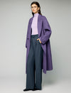 Wool Blend Notched-Lapel Double-Breasted Relaxed Long Coat