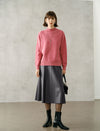 High-Waist Faux Leather A-Line Midi Skirt