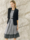 Black Three-Quarter Sleeve Single Button Blazer