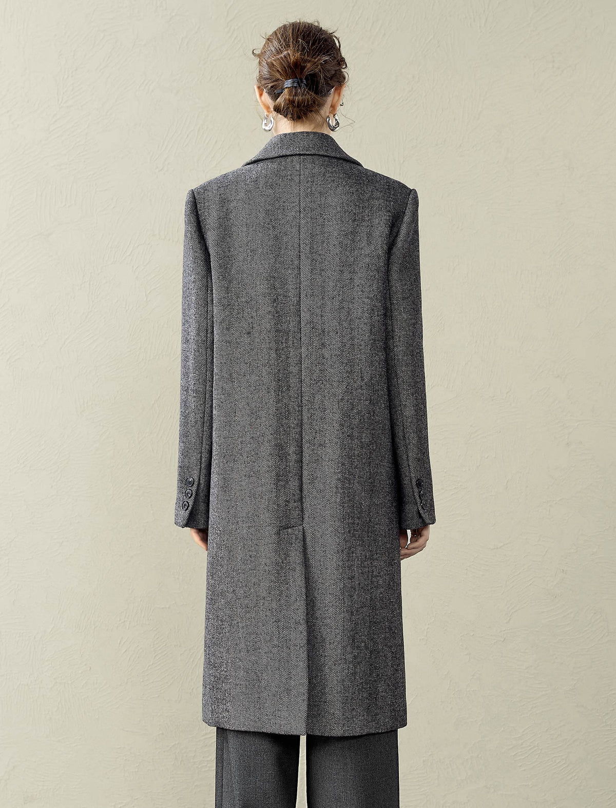 Herringbone Wool-Blend Coat