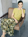 Pale Yellow Half Button Hollow Out Knit Short Sleeve Top