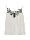 Ivory Satin Black Lace Trim Camisole
