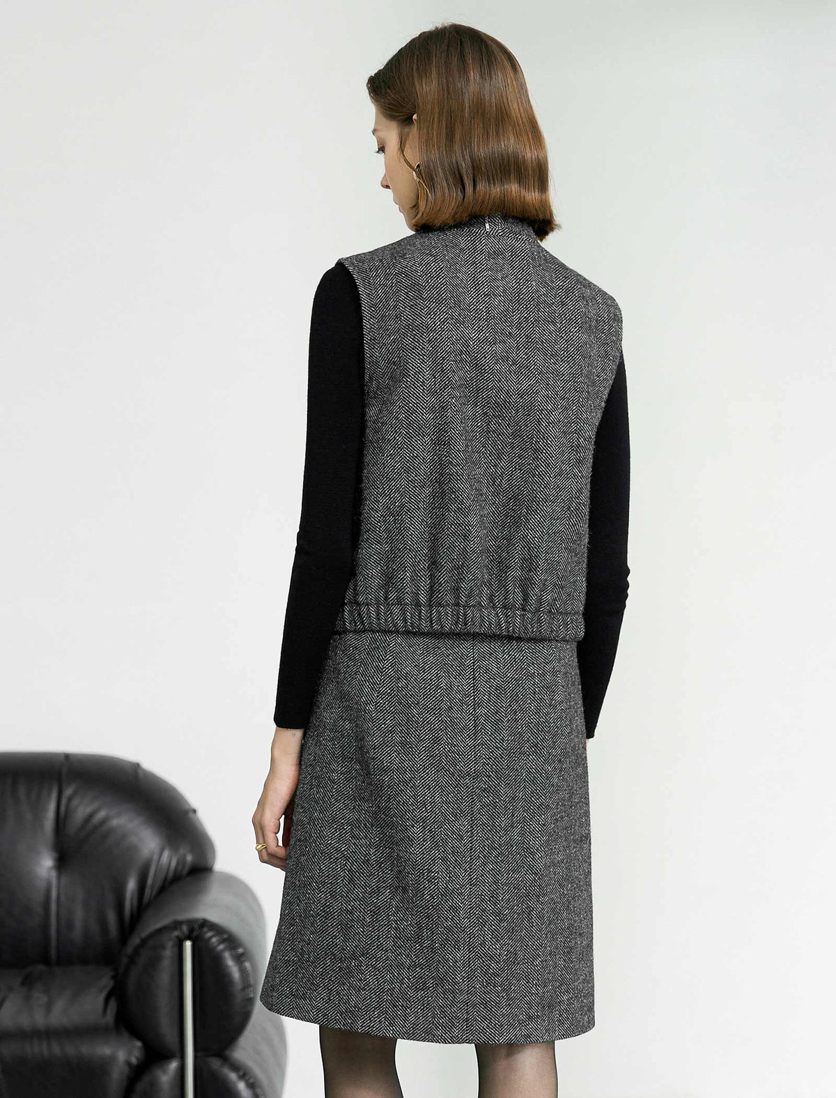 Wool Gray Old-Money V-Neck Vest Coat