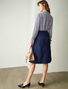Solid Color Pleated A-Line Skirt