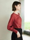 Red Tencel Long-Sleeve Shirt