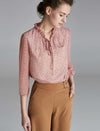 Print Ruffle Neck Blouse