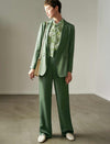 Green Tencel High-Waisted Wide Leg Pants