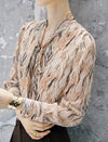 Floral Print Tie Neck Long Sleeve Blouse