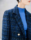 Metallic Plaid Double Breasted Blazer