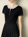 Zipper Detail Knit Top Midi Dress
