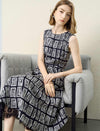 Graphic Print Tencel Linen Midi Dress