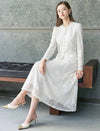Beaded‑Trim Lace Long‑Sleeve Top