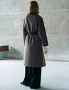 Contrast Lapel Wool-Blend Self-Tie Overcoat