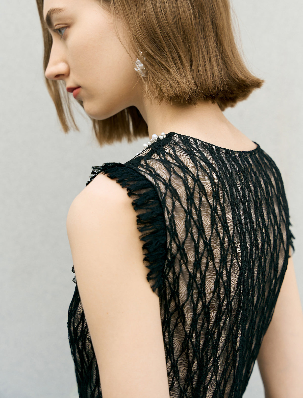 Black Sheer Lace Maxi Dress