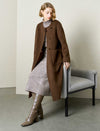 Wool-Tencel Blend Removable Knit Hooded Scarf Long Coat