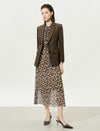 Brown Sheer Tie-Neck Floral Midi Dress