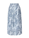 Leaf Print Pleated Midi Skirt