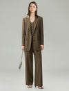 Linen Blend Wide-Leg Tailored Pants