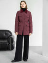 Burgundy Velvet Collar Quilted Jacket