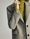 Quilted Notched-Lapel Pocket Padded Coat