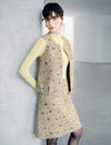 Sequin Textured Zip Front Sleeveless Vest