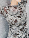 Vintage Floral Print Long Sleeve Ruched Top