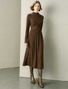 Mock Neck Wrap Detail Long Sleeve Midi Dress