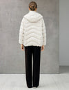 Wave-Quilted Hooded Drawstring Cropped Puffer Jacket