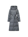 Belted Quilted Zip-Front Long Puffer Coat