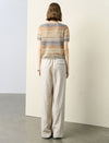Colorful Striped Short Sleeve Knit Top