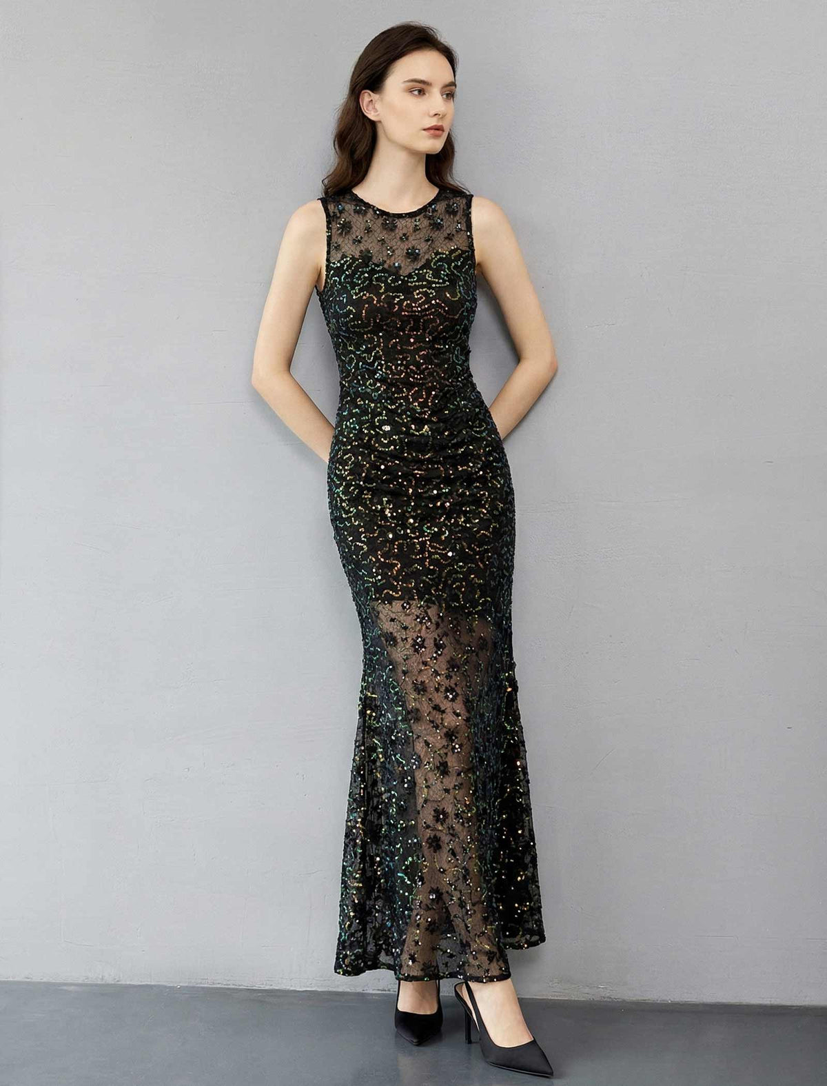 Embellished Sequin Luxury Maxi Dress