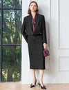 Button Pockets Back Slit High Waist Pencil Skirt