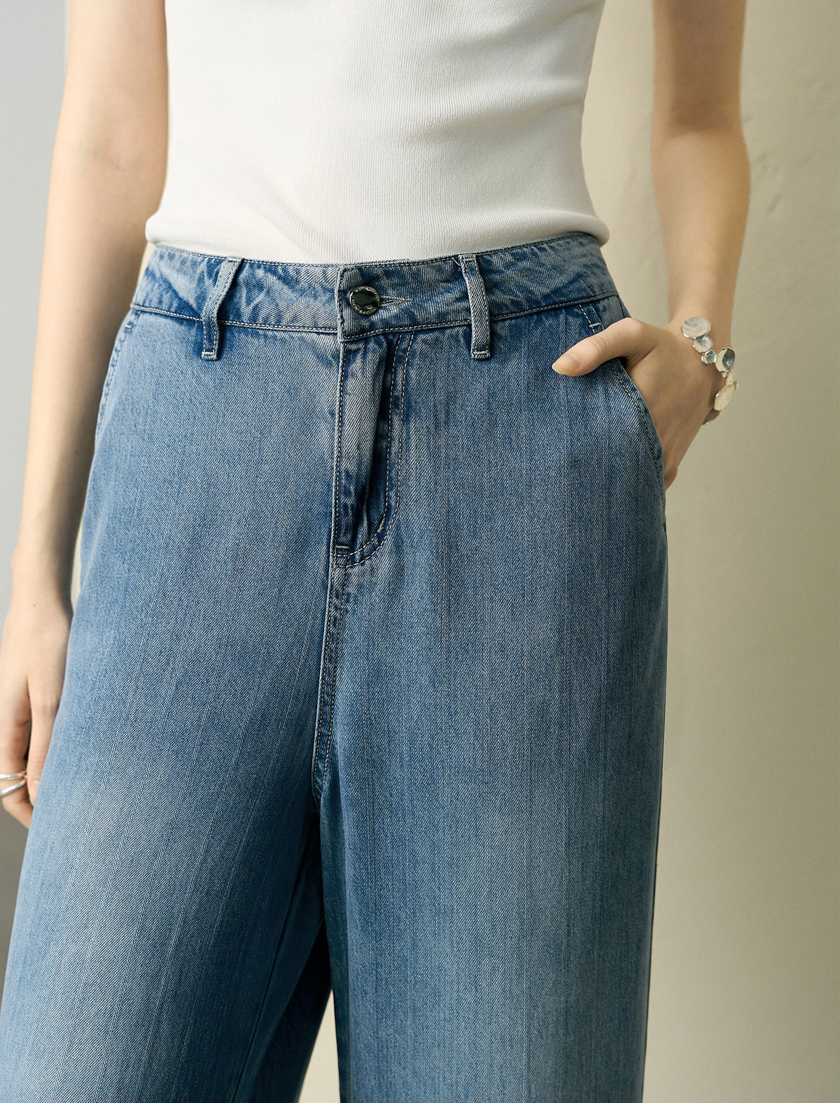 Light Wash Straight-Leg Jeans