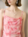 100% Mulberry Silk Watercolor Cowl Neck Maxi Dress