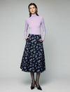 100% Wool Fine Knit Ruched Turtleneck Long Sleeve Top