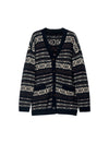 Wool Blend Fair Isle V-Neck Pocket Cardigan